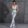 Naadloze Tie Dye Yoga -trainingspakken voor vrouwen Gym Mouwloze vest Crop Top en Jogging Leggings Sports Fitness 2 -delige sets SS20D059B