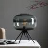 Tischlampen moderne amerikanische Glaslampe kreatives Schlafzimmer Nacht braun blau grau Schatten Eisenhalterung Lesung Desschung lahmbar