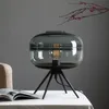 Tafellampen moderne Amerikaanse glazen lamp creatief slaapkamer bed bruine blauw grijze schaduw ijzeren beugel leesdesk lampable