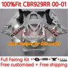 Wtryskowy korpus formy do Honda CBR900 CBR929 CBR 929RR 900RR 900 929 RR CC 00 01 Bodywork 117NO.38 900cc 929cc CBR929RR 00-01 CBR900RR 2000 2001 OEM OVERING BIAŁY ZIELONY