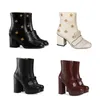 Tasarımcı Kış Çizmeler Platformu Ayak Bileği Boot ile Saçak Işlemeli Deri Yüksek Topuklu Platformu Çizmeler Orta Topuk Kadın Vintage Loafer'lar Büyük Boy No29