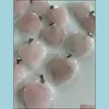 Arts And Crafts Rose Quartz Heart Natural Stone Charms Chakra Healing Pendant Diy Necklace Earrings Jewelry Making Sports20 Sports2010 Dhkhu