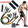 Nya 11st Set -övningar motståndsband latexrör pedal excerciser kropp hem gym fitness träning träning yoga elastisk pull rop208e