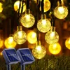 Kristal Toplar Güneş Lambası Su Geçirmez Led Peri Işıkları 8 Mod Bahçe Avlusu için Açık Güç Işığı Ev Partisi Düğün Dekoru 220429