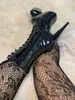 Stivali da donna olografica nera di Sorbern per ballerina di palo 20 cm Extreme High Drag Queen Scarpe
