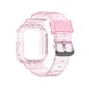 Clear Glitter Watch Case Strap för Apple Watch Bands 41mm 45mm 44mm 40mm Women Armband Armband Iwatch 7 6 5 4 Watchband Accessories