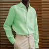 Erkekler Sıradan Gömlek Pamuk ve Keten Erkekler Gömlek Bluz Kaza Yakası Gevşek Düğmeleri Kapatma Uzun Kollu Göğüs Cep İşi Giyim Yaz Elbise SH