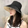 Fashion Casual Sun Bucket Hat Summer Women039S Cap brede randbare antiuv platte visser Cap Panama vrouwelijke hoed gorro pescad1330904