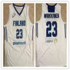 Xflsp 23 LAURI MARKKANEN FINLANDE NATIONAL TEAM Basketball Jersey bleu, blanc ou personnalisé n'importe quel joueur pour n'importe quel nom broderie hommes maillots