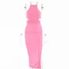 Julissa Mo côté fendu creux de robe d'été bandage bandage haute taille femme robe noire sexy beachwear fête vestidos 220613