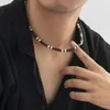 Collier africain de perles en bois rustique Vintage pour hommes, chaîne de surf minimaliste Simple, bijoux tribaux, accessoires Steampunk