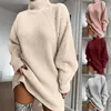 New Autumn Winter High Collar Women Sweaters Long Sleeve Casual Crude Sweater Knitted Jumpers pullover women oversized Dress 201110