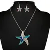 Novelty Womens Necklace Earring Sets Fish Star Pendant Silver Plated Metal Chain Seedbeads Decoration Jewelry Sets243S