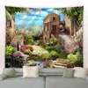 Tapestry Street Flowers Tapestry Tapestry European Style Vintage Building Green Plant Ho