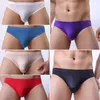 Slip 1 PC Sexy taille basse pochette transparente sans couture Mini Bikini mince glace soie slips hommes sous-vêtements