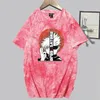 メンズTシャツ男jujutsu kaisenアニメTシャツroundネック半袖タイ染料dye