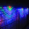 Strings 424LED 3pcs Peacock Curtain Icicle String Light Christmas Mesh Net Fairy Garland Wedding Party Backdrop LightLED LED