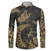 Men's Dress Shirts Drop Polynesian Tribal For Men Butterfly Print Plus Size Mens Polyester Long Sleeve Shirt MenMen's Vere22