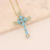 Pendant Necklaces Fashion Jewelry Multicolor Zircon Cross Necklace Personalized Light Luxury Clavicle Chain Trendy For WomenPendant