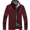 Autumn Winter Mens faux pälsulltröja jackor män blixtlås stickad tjock kappa varm casual stickad cardigan 220720