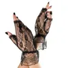 Cinq doigts gants de taille moyenne de couleur massive plissée lacets nuptiaux pour le mariage