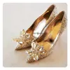 Dress Shoes McNabney 2022 Women Bling Rhinestone Pointed Toe Stiletto Heel Pumps Wedding Hand Made High Heels 34-43Dress
