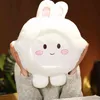 Beautiful Round Animal Soft Cartoon Bunny Cuddle Stuffed Rabbit Cushion Hand Warmer Girl Gift J220704