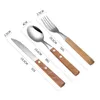 Stainless Steel Creative Knife Fork Spoon Wooden Handle Cutlery Set Household Western Tableware