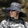Berets Fishing Cap Men Summer UVproof Big Brim Sun Boonie Hats Camouflage Waterproof Protection Outdoor Hike Hunt Hat CapBerets6850357
