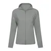 Estate Upf50 Sport Tempo libero Outdoor Donna Giacca Alpinismo Protezione solare Abbigliamento Con cappuccio Seta del ghiaccio Ultra-sottile Fitness Yoga Cappotto Felpe con cappuccio