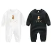 Rompertjes Baby Meisjes Jumpsuits uit één stuk Katoenen kleding Jongensbody's Pasgeboren Lange mouw Bedrukte beer Luxe designerkleding Baby's Zomer Klimrompers Dropship