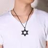 Pendant Necklaces Classic Men's Star Of David Necklace In Black Gold Silver Color Stainless Steel Israel Je Jewelry Free Chain 24 In