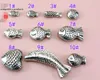 Fisk tibetansk silver stora hål pärlor antik lös pärlavstånd för DIY smycken tillverkning armband