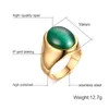 Cluster Rings Green Emerald Gemstones Opal For Men 18k Gold Color Titanium Stainless Steel Diamond Party Jewelry Birthday Gifts Bijoux Kenn2