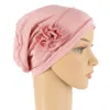 Blomma kvinnor muslimska hijab turban stretch bomulls motorhuv hatt kemo håravfall kepsar huvudkläder cancer wrap femme cover fast färg