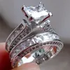Alyık Yüzük 2022 Stil Charm Çift Onun S925 Ayar Gümüş Prenses Kesim CZ Yıldönümü Promise Nişan Yüzüğü Setleri