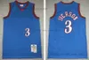 Genähte Basketball-Trikots, Shorts, Allen 3 Iverson, Schwarz, Weiß, Blau, Trikot 1996–97, 1997–98, 2003–04, Herrengröße XS–XXL