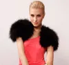 Kvinnor Real Ostrich Feather Fur Shaw Shawl Wraps Brud Wedding Party Cape Dinner