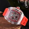 Relógio profissional de luxo RicharMill Relógios Mens Soul Top Factory Relógios de pulso Black Dial Pvd Time Day Rubbe Mechanic Quartz Watche Swiss ZF 6W5I