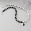 Chokers rotondi perle di perle yin yang taichi a sospensione in acciaio inossidabile catena collana unisex coppia gioielli donne donne mens242f897344449968669