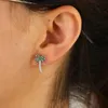 Hoop & Huggie Green Cubic Zircon Coconut Tree Stud Earring For Women Bohemian Style Piercing Ear Rings Hip Hop Earrings Jewelry AccessoriesH