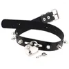 Bälten kvinnor män tillbehör hjärtlås faux läder bälte choker spikar kon nit med päckt halsband punk gotisk stil smycken med nyckelbälten