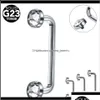 Jóias para sobrancelha Body Drop Delivery 2021 1Pc G23 Titânio Fio Interno Crystal Gem Superfície Barbell Piercing 14G Cz Micro Dermal Anchor P