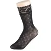 Chaussettes bonneterie Vintage dentelle dames été Floral maille élastique Transparent court cheville Lolita femmes robe résille noir FemaleSocks