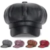 Berets Fashion Solid Octagonal Sat Hats Женская осень зимняя кожаная панама стильный художник художник Sboy Caps Beret Woman Hatberets