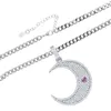 Nouveaux Styles Hip Hop lune pendentif 4.5mm chaîne à maillons cubains glacé Bling 5A CZ pavé colliers mode belle coeur charme bijoux