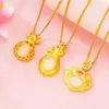 Necklaces Pendant For Women Imitation Jade 24K Gold Plated Lock Money Bag Party Inniversary Jewelry3351