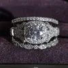 Rozmiar 5-10 Pierścionki ślubne Top Sell Vintage 925 srebrne okrągłe cięcie białe topaz cZ obiecaj Diamond Stones Party 3pcs218f