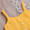 Kids Girls Summer Clothes sets Button sans manches Tops avec Bowknot Belt Shorts 2pcs Suit Baby Girl Clothes6890948