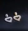 Collana con pendente a cuore baguette ghiacciata ghiacciata Bling Micro Pave Cubic Zirconia Diamanti simulati Catena a corda a cuore